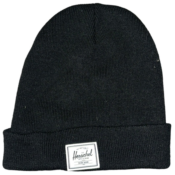 HERSCHEL supply company black beanie hat with fold one size unisex - Picture 1 of 5